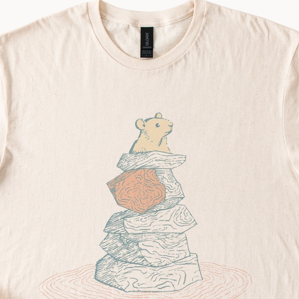Cairn Rock Stack Mouse Graphic Tee Natural Design